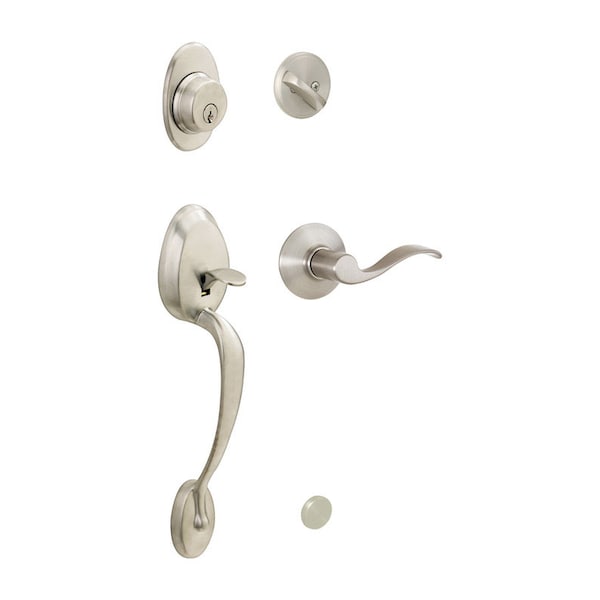 Schlage Plymouth, Accent Satin Nickel Entry Handleset 1-3/4 in. F60VPLYXACC619 - main